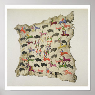Poster Caça do búfalo (pigmento na alce-pele)