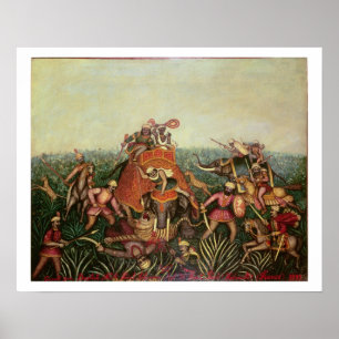 Poster Caça do tigre, 1892 (óleo em canvas)
