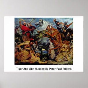 Póster Caça do tigre e do leão por Peter Paul Rubens
