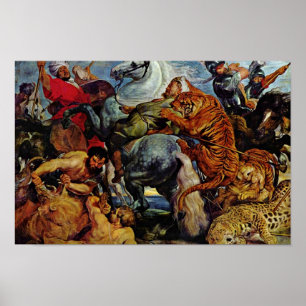 Póster Caça do tigre e do leão por Rubens Peter Paul