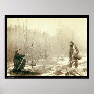 Poster Caça dos cervos na palha South Dakota 1887