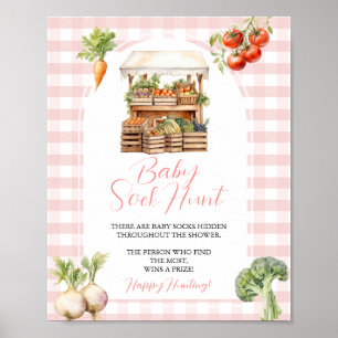 Poster Caça-meias de Chá de fraldas de Mercado Local