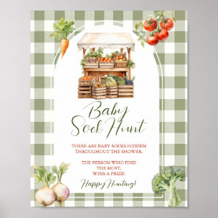 Poster Caça-meias de Chá de fraldas de Mercado Local