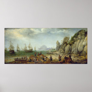 Póster Caça na costa, 1620 da cabra selvagem