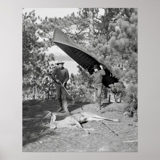 Poster Caça nos Adirondacks, 1902. Foto Antiga (Frente)