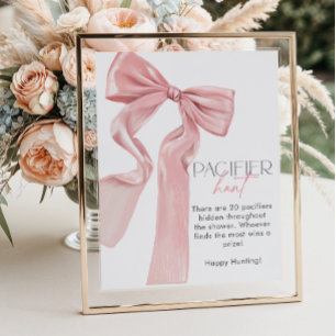 Poster Caça Pacificadora do Chá de fraldas Rosa Elegante