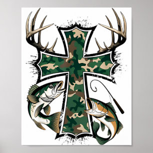Poster Caça Pesca Fé - Caçador Cristão Pescador