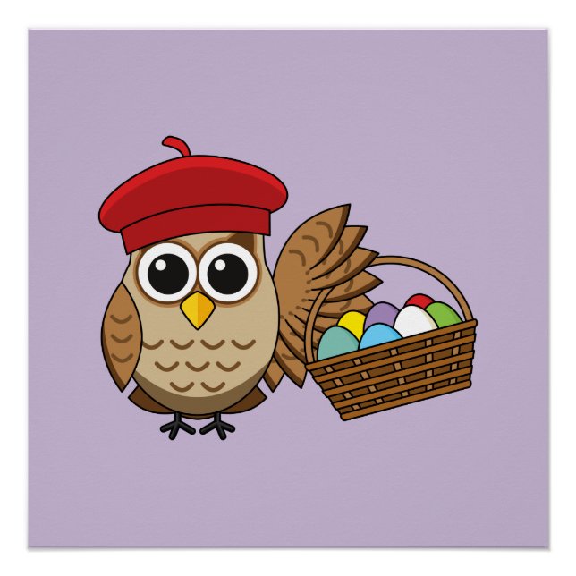 Póster Caçada de Ovo da Páscoa Funny Owl (Frente)
