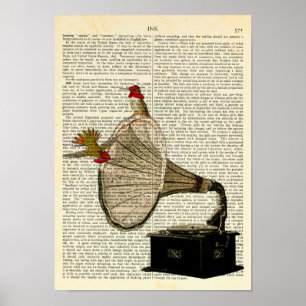 Poster Caçadinhos de um Gramofone, Fofo Vintage