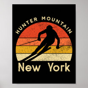Poster Caçador de esqui vintage montanha Nova York Montan