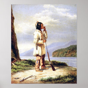 Poster Caçador de Huron-Wendat que chama um alce