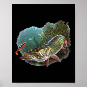 Poster Caçador de Muskie Pescador de Musky Isca de Pesca