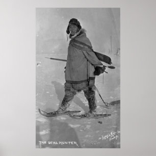 Póster Caçador de selo do Alasca com fotografia dos