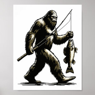 Poster Caçador de Walleye Bigfoot Pescador Sasquatch Wall