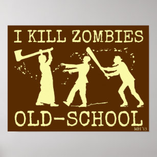 Póster Caçador do Assassino Zombie da Antiga Escola, Retr