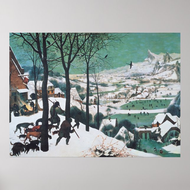 Poster Caçadores na neve por Pieter Bruegel (Frente)