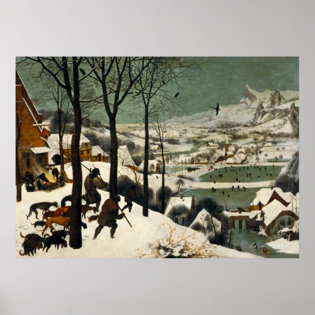 Póster Caçadores na neve por Pieter Bruegel, o Velho (Frente)