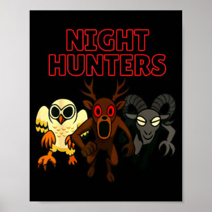 Poster Caçadores Noturnos. 3 Animais Na Floresta. Gamer L
