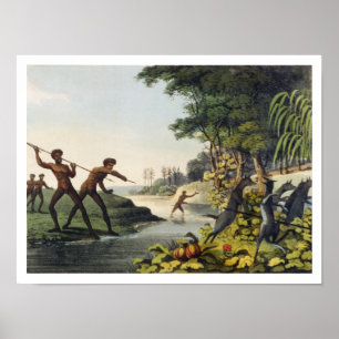 Poster Caçando o canguru, aborígene em Wale sul novo
