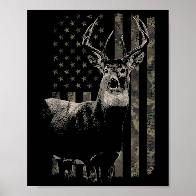 Poster Caçando o veado da bandeira da Camo American (Frente)