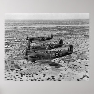 Poster Caças Spitfire sobre a África, 1943. Foto Antiga