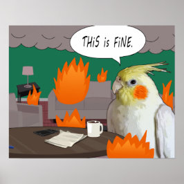 Poster Cacatua de Estimação Engraçada em Quarentena Isto 