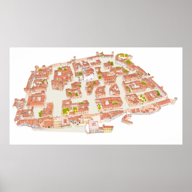 Poster Cacera Espanha. Cidade medieval (Frente)