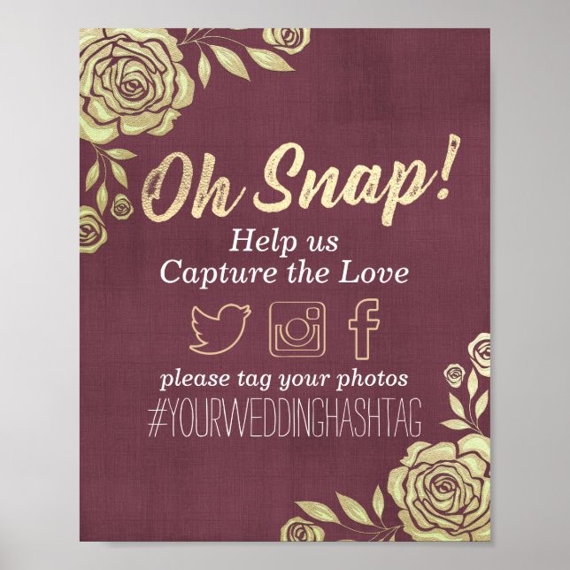 Poster Cachê de Fotos de Casamento Moderno Rosa Dourado B (Frente)