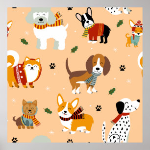 Poster Cachecóis Festivos de Inverno para Cachorrinhos