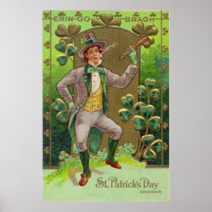 Póster Cachimbo de argila trevo do duende Shillelagh