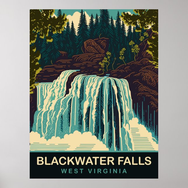 Poster Cachoeira Blackwater, Virgínia Ocidental, Viagem (Frente)