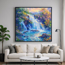 Poster Cachoeira Brilhante - Estilo de Pintura Impression