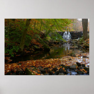 Poster Cachoeira e Riacho de Outono na Natureza da Pensil