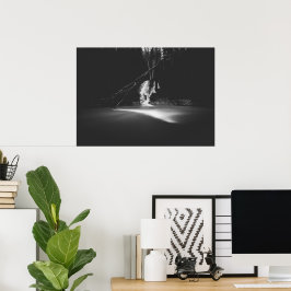 Poster Cachoeira minimalista em preto e branco