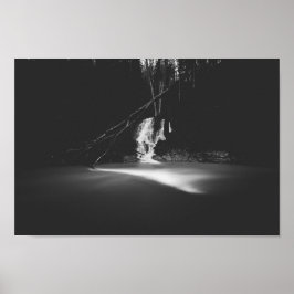 Poster Cachoeira minimalista em preto e branco