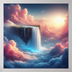 Poster Cachoeira Mística do Céu da Fantasia Suspensa
