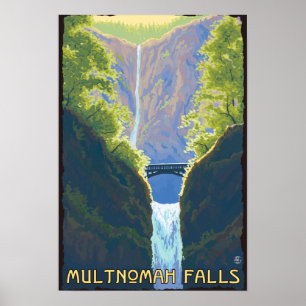 Póster Cachoeira Multnomah, OregonDonzela da Cachoeira