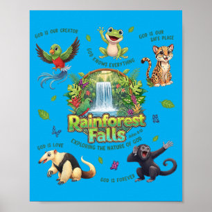 Poster Cachoeira na Floresta Tropical Explorando a Nature