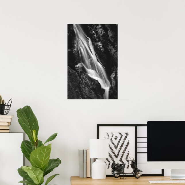 Poster Cachoeira preta e branca no desfiladeiro Hell, Esl (Escritório em casa)