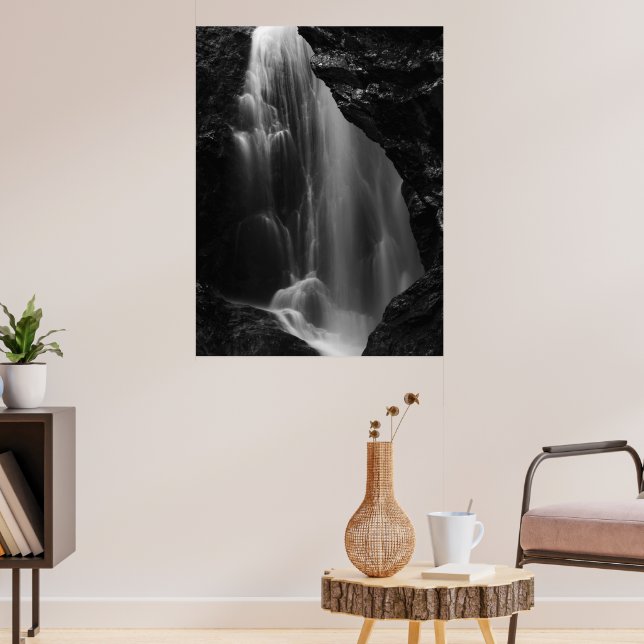 Poster Cachoeira preto e branco longa exposição (Sala de Estar 3)