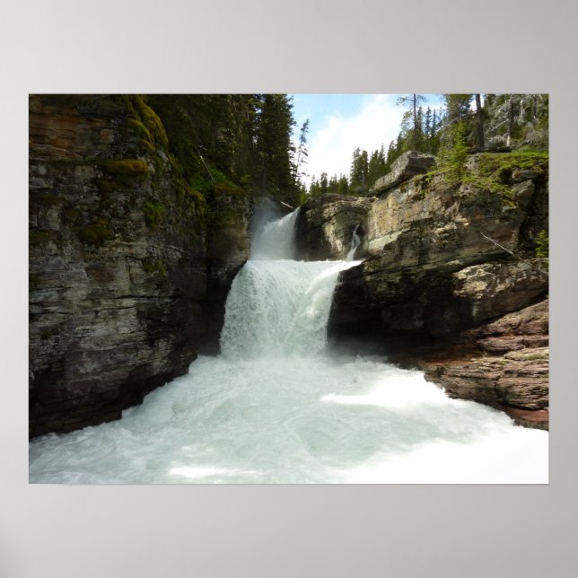 Póster Cachoeira St. Mary I no Parque Nacional Glacier (Frente)
