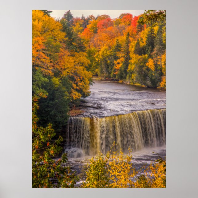 Poster Cachoeira Superior com Cores de Outono (Frente)
