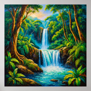 Poster Cachoeira Tranquila na Selva