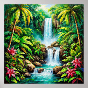 Poster Cachoeira Tropical Luxuriante
