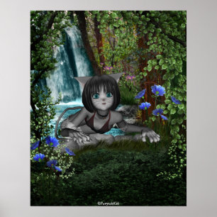 Poster Cachoeiras 1 do gatinho do Anime de Cutie