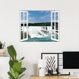 Póster Cachoeiras Trompe l'oeil Vista da Janela Falsa