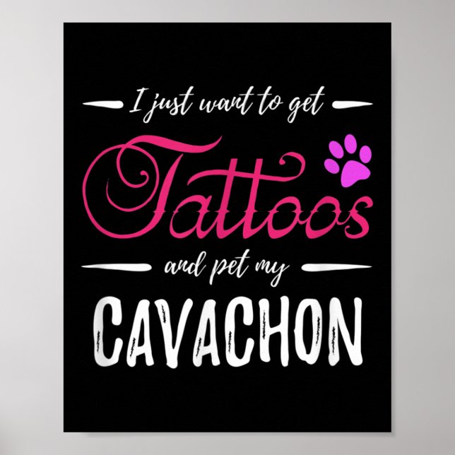 Poster Cachon Cachon Lover Tatuagem Engraçada Cachorro Mã (Frente)