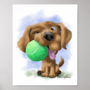 Poster Cachorrinho Adorável Com desenho de bola de tênis