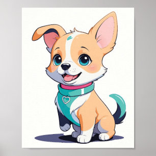 Poster Cachorrinho Corgi Adorável - Arte de Parede para B