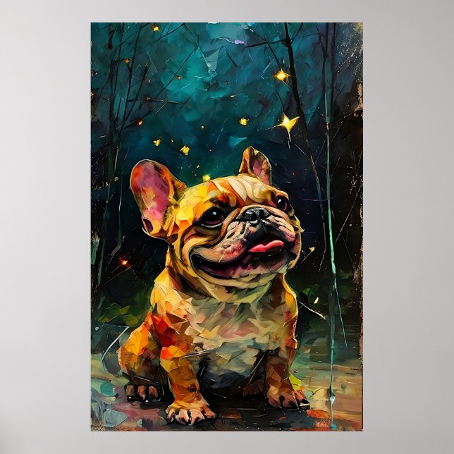 Poster Cachorrinho de Bulldog Francês Caprichoso Observan (Frente)